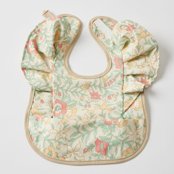 Pocket Frilled Bib -  Spring Garden