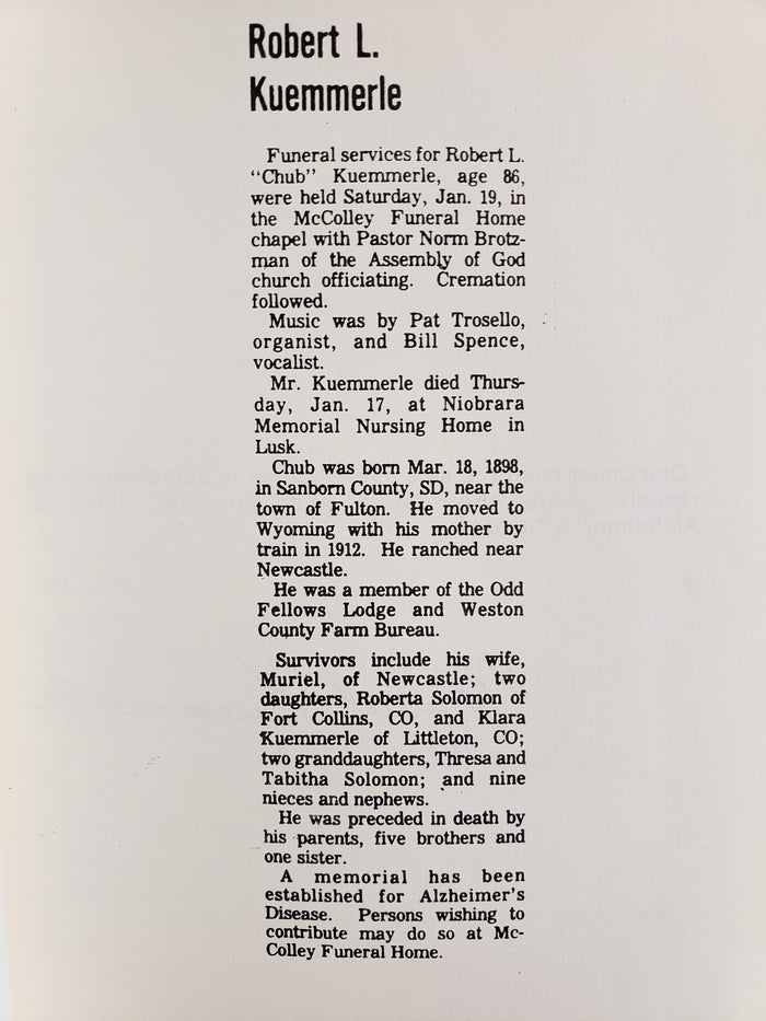 POEMS by R.L. (Chub) Kuemmerle (1986)