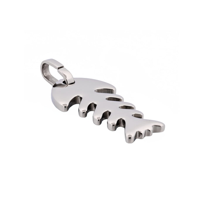 Polished Stainless Steel Fishbone Pendant