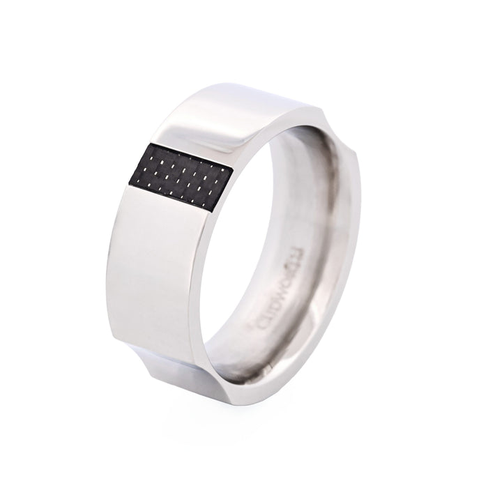 Polished Stainless Steel Ring & Carbon Fibre Ring