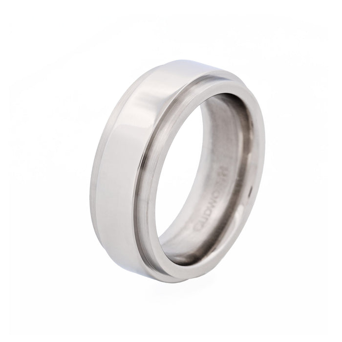 Polished Stainless Steel Ring with Raised Centre Band
