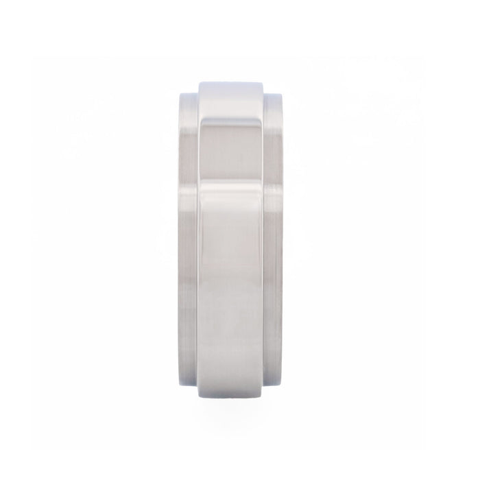 Polished Stainless Steel Ring with Raised Centre Band