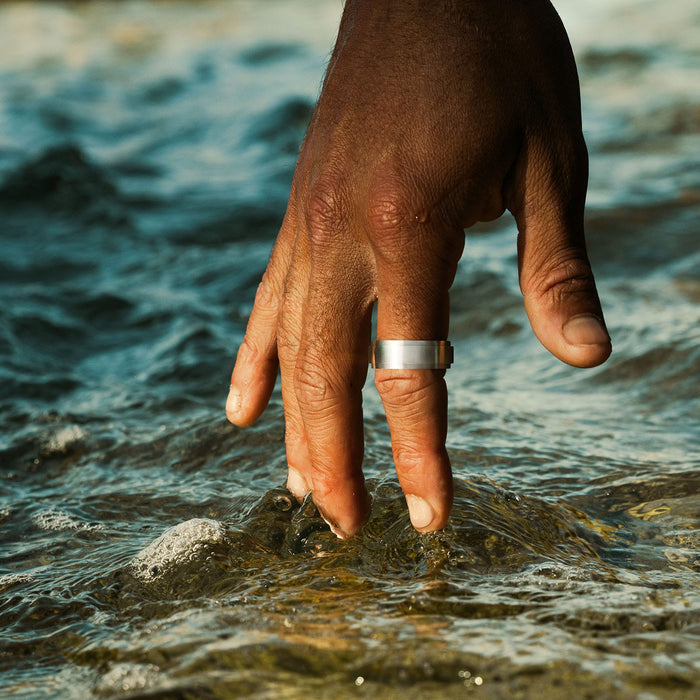 Polished Stainless Steel Ring with Raised Centre Band