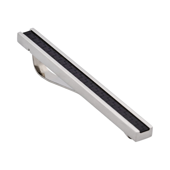 Polished Stainless Steel Tie Slide with Carbon Fibre inlay