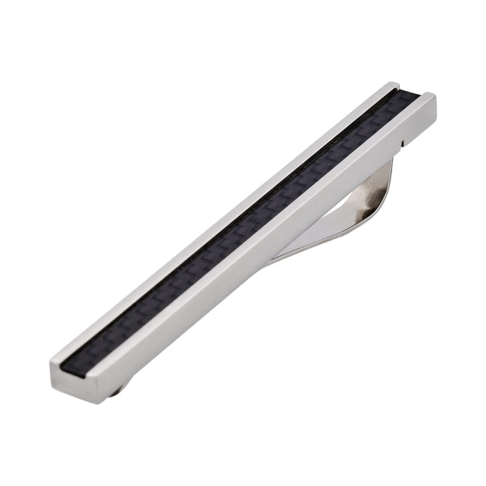 Polished Stainless Steel Tie Slide with Carbon Fibre inlay