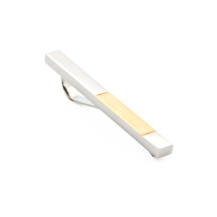 Polished Stainless Steel with Brushed Ion Plated Gold Tie Slide