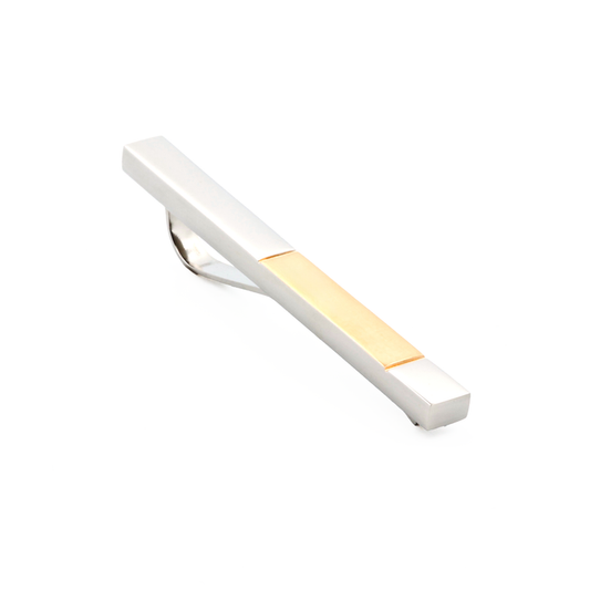 Polished Stainless Steel with Brushed Ion Plated Gold Tie Slide