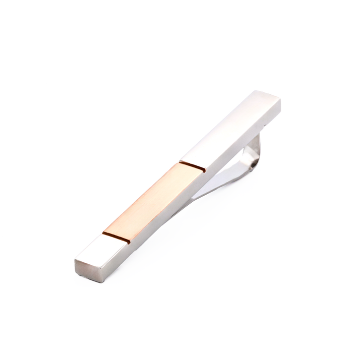 Polished Stainless Steel with Brushed Ion Plated Rose Gold Tie Slide