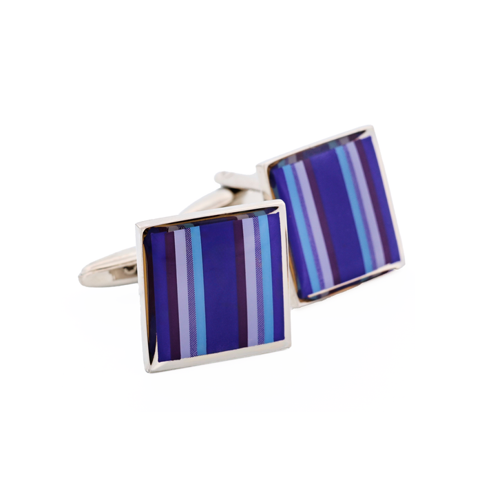 Purple Pink Blue Striped Cufflinks