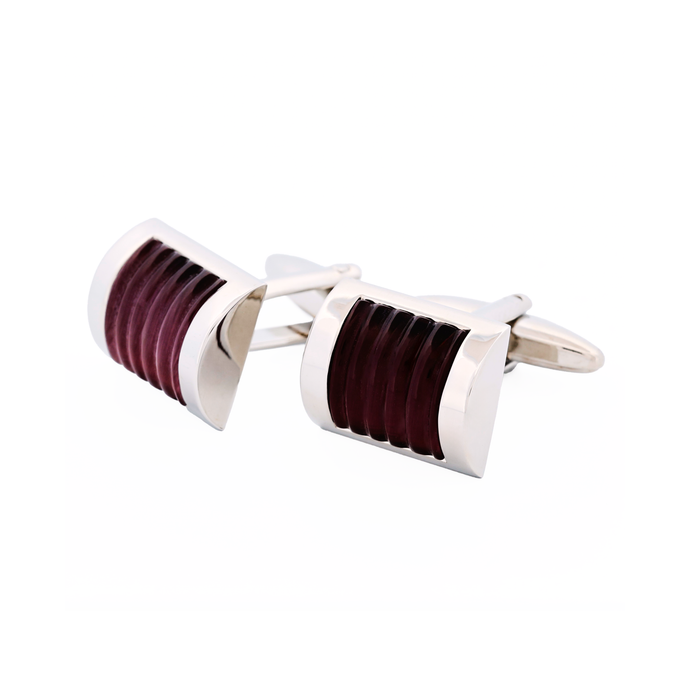 Purple Ribbed Cat's Eye Cufflinks
