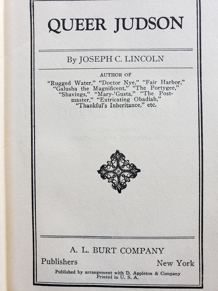 Queer Judson (1925) by Joseph C. Lincoln