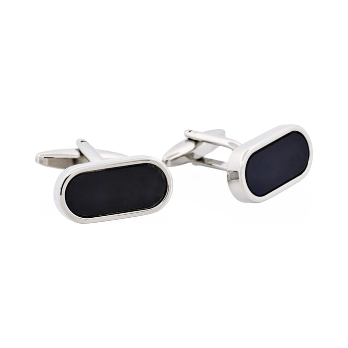 Rectangle Curved Black Resin Cufflinks