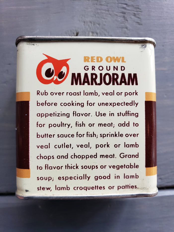 Red Owl Ground Marjoram tin (1948)