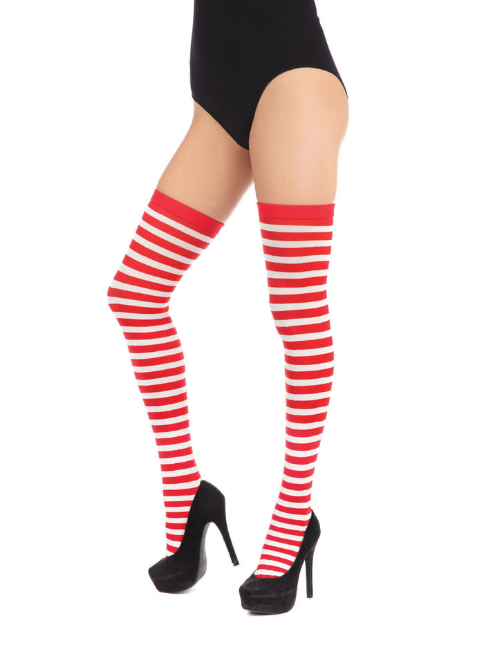 Red & White Striped Stockings Costume Accessory