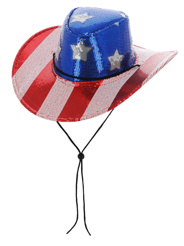 Sequin Stars & Stripes American Cowboy Hat