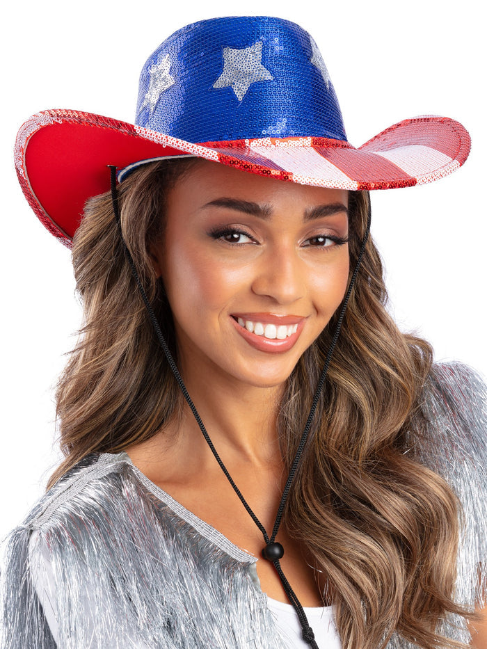Sequin Stars & Stripes American Cowboy Hat