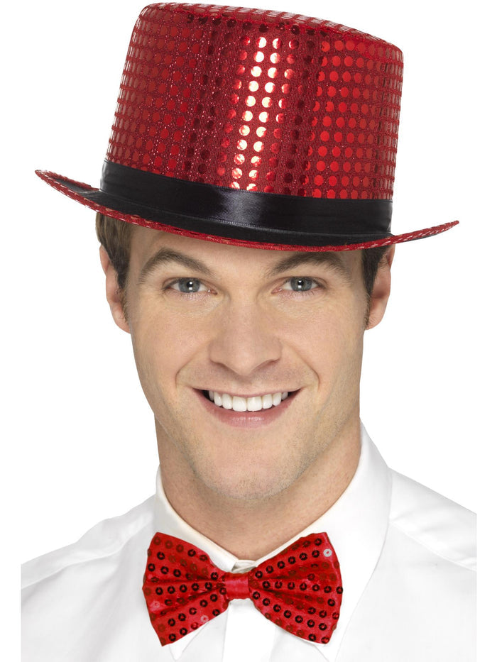 Sequin Top Hat, Red
