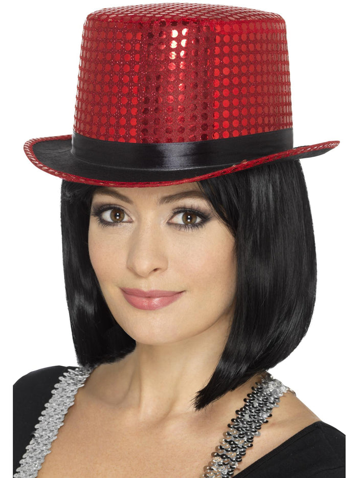 Sequin Top Hat, Red