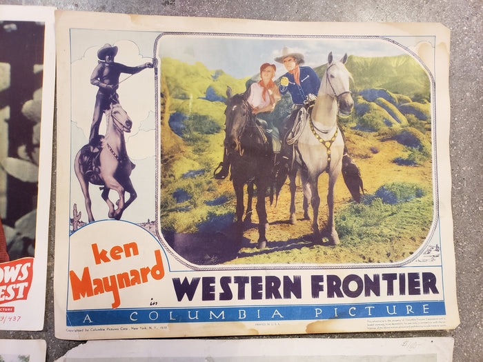 Set of 4 Movie Lobby Cards (Whip Wilson, Ken Maynard, Tom Gibson)