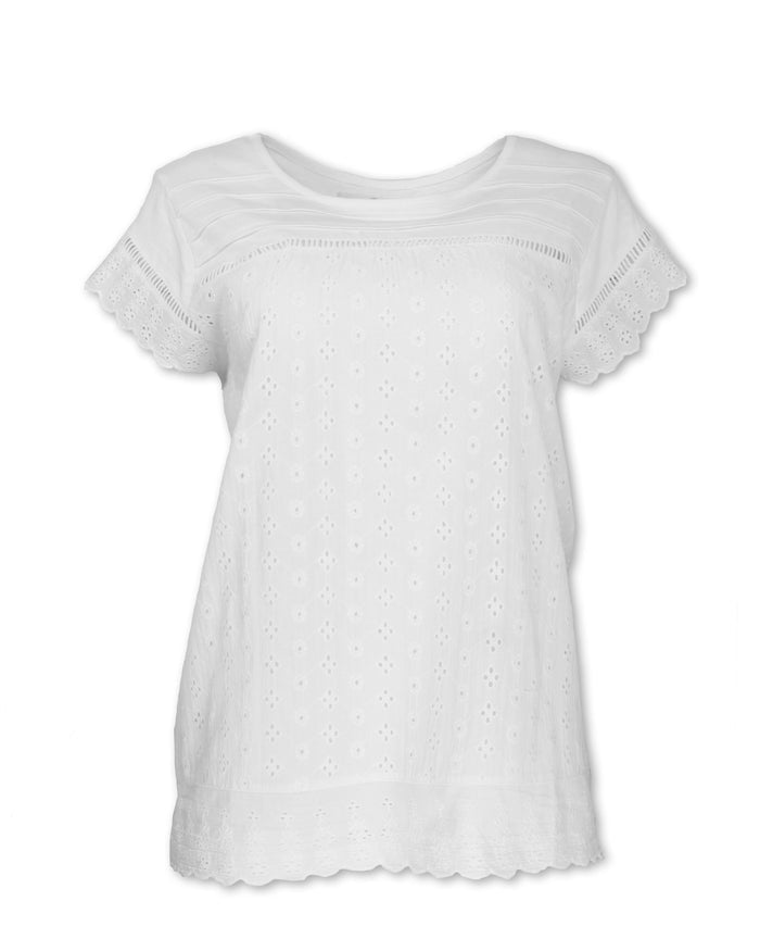 SHORT SLEEVED EYELET TEE