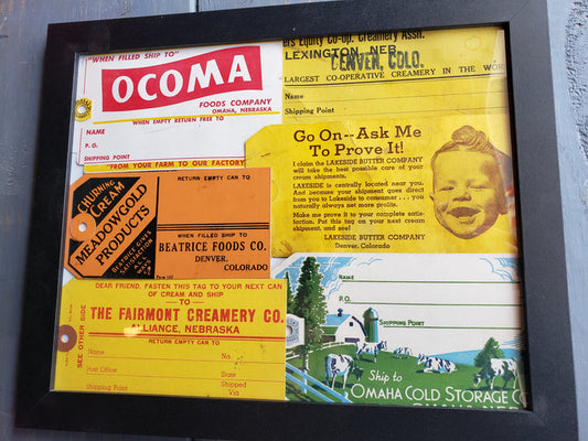 Six Vintage Cream Tags in 9 x 11 frame