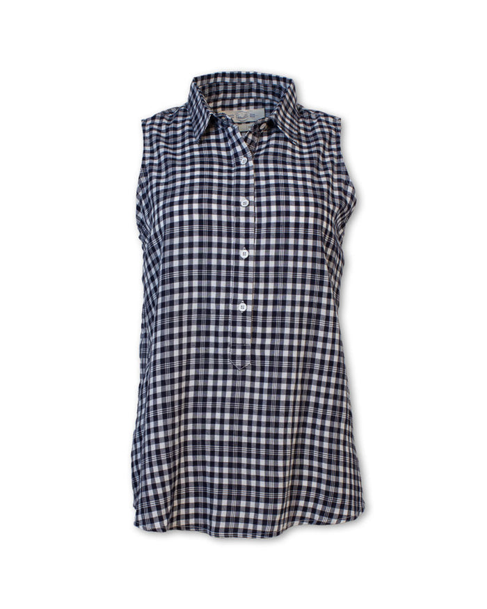 SLEEVELESS GINGHAM CHECKERED SHIRT