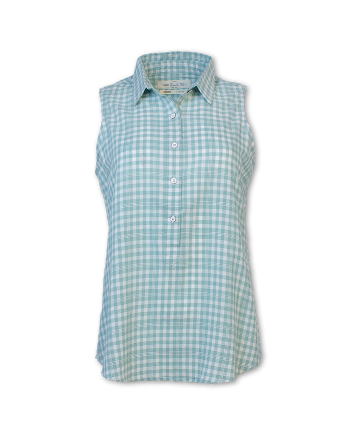 SLEEVELESS GINGHAM CHECKERED SHIRT