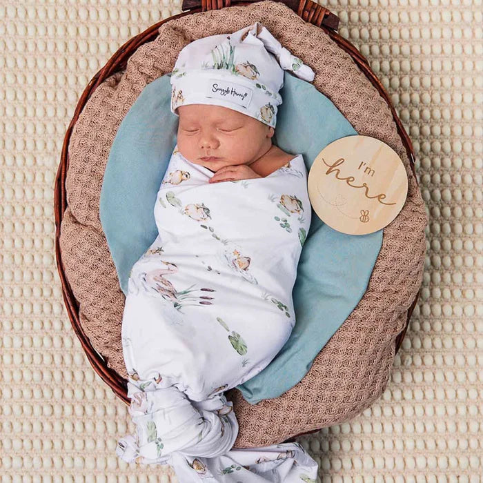 Snuggle Hunny Baby Jersey Wrap & Beanie Set - Duck Pond