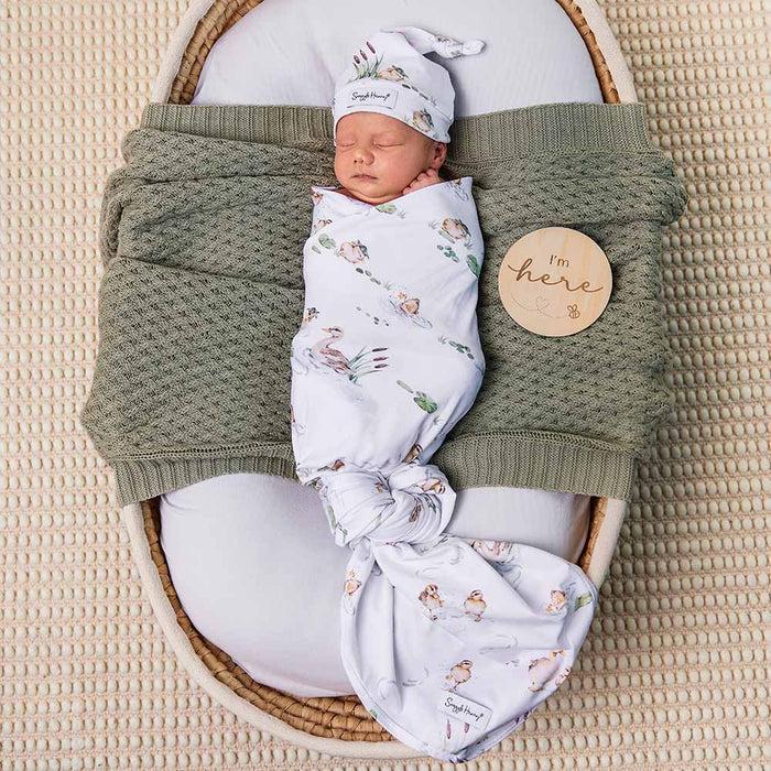 Snuggle Hunny Baby Jersey Wrap & Beanie Set - Duck Pond