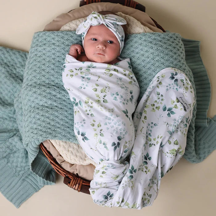 Snuggle Hunny Baby Jersey Wrap & Topknot Set - Eden