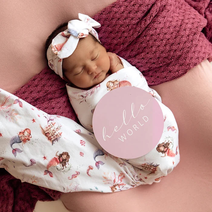 Snuggle Hunny Baby Jersey Wrap & Topknot Set - Mermaid