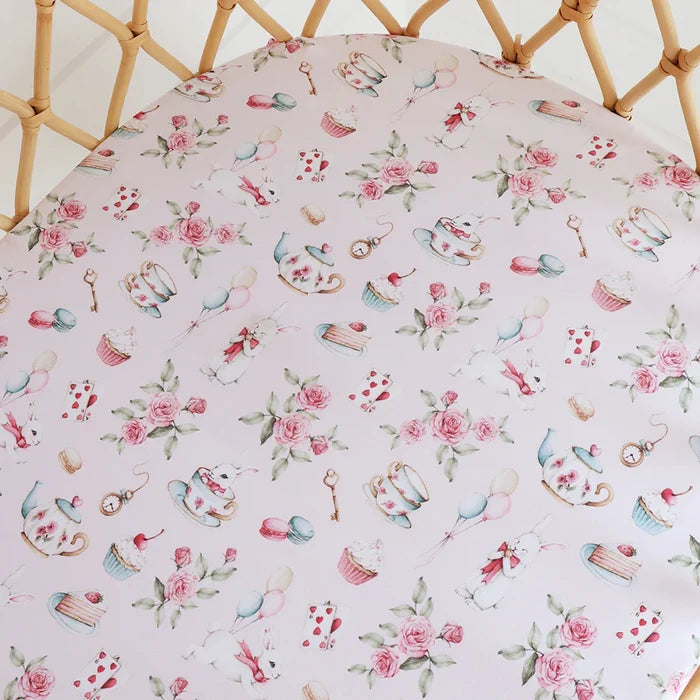 Snuggle Hunny Bassinet Sheet & Change Pad Cover - Alice’s Tea Party