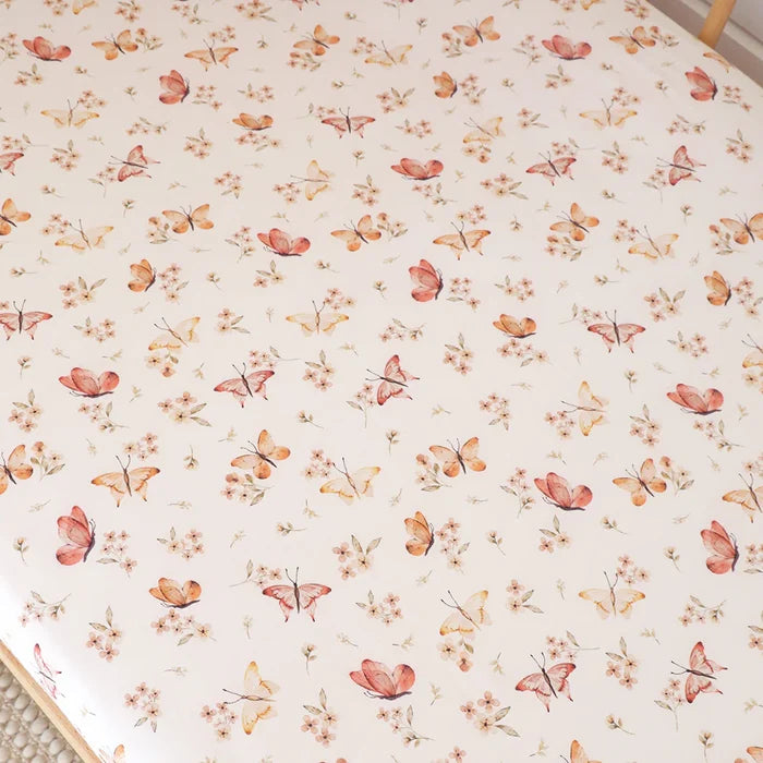 Snuggle Hunny Organic Fitted Jersey Cotton Cot Sheet - Butterfly