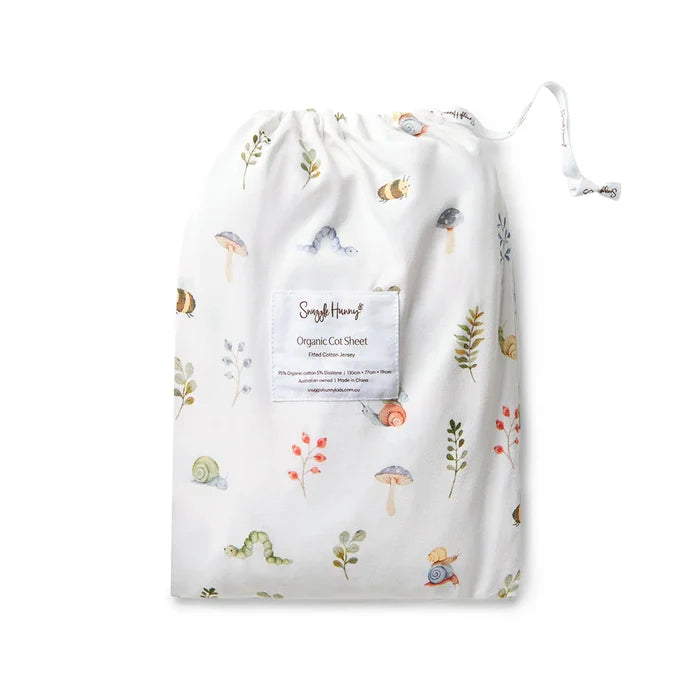 Snuggle Hunny Organic Fitted Jersey Cotton Cot Sheet - Garden Friends