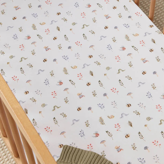 Snuggle Hunny Organic Fitted Jersey Cotton Cot Sheet - Garden Friends