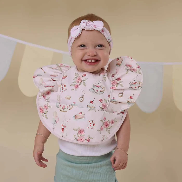 Snuggle Hunny Waterproof Frill Snuggle Bib - Alice’s Tea Party