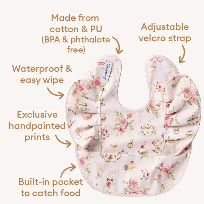 Snuggle Hunny Waterproof Frill Snuggle Bib - Alice’s Tea Party