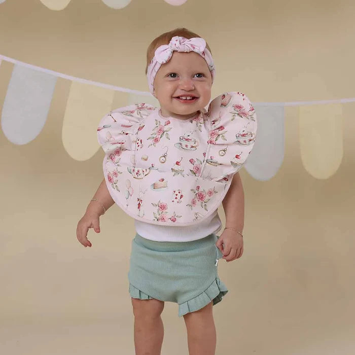 Snuggle Hunny Waterproof Frill Snuggle Bib - Alice’s Tea Party