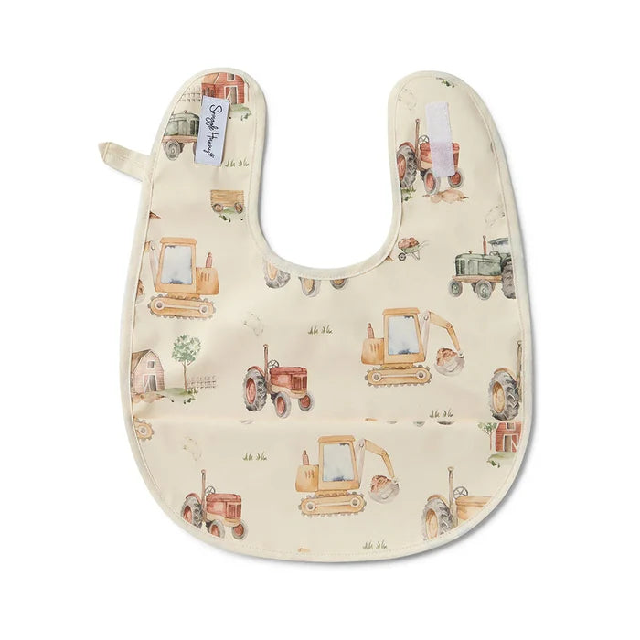 Snuggle Hunny Waterproof Snuggle Bib - Diggers & Tractors
