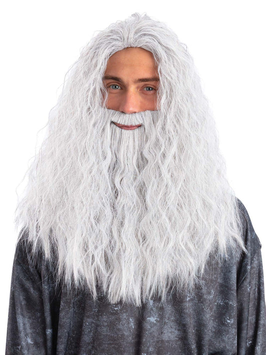 Sorcerer Wig & Beard Set White