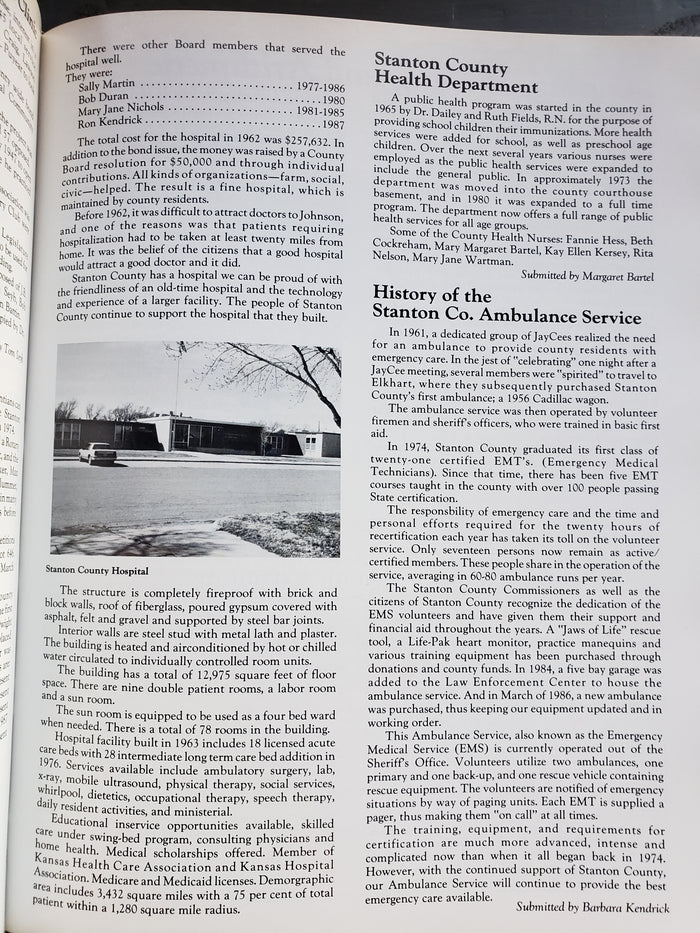 Stanton County Kansas 1887-1987 Centennial book