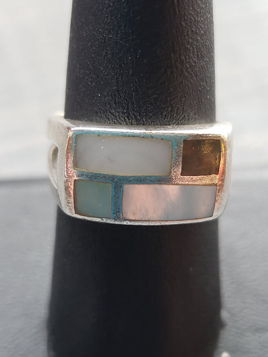 Sterling & Abalone ring size 8