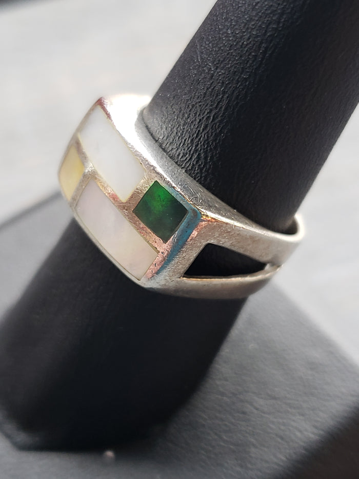 Sterling & Abalone ring size 8