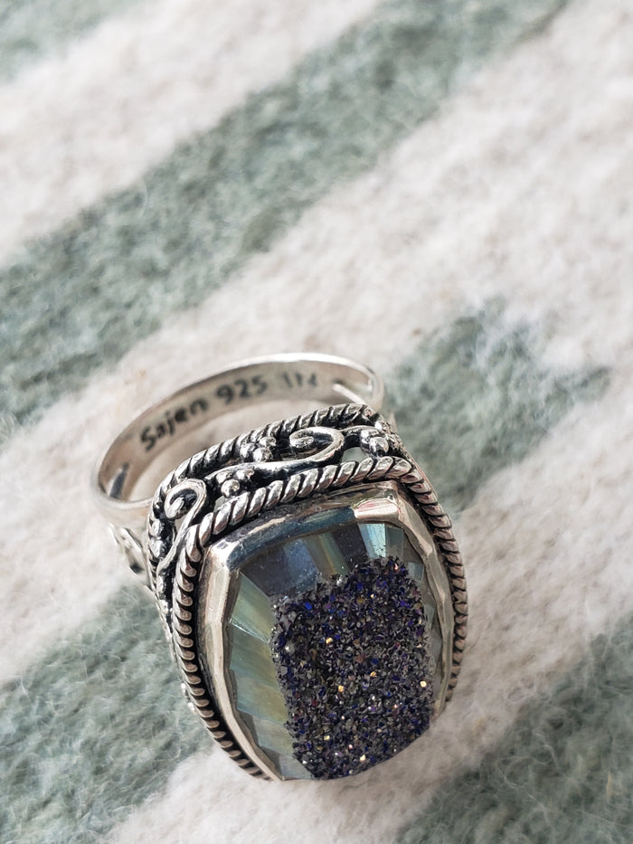 Sterling Druzy ring size 7.5