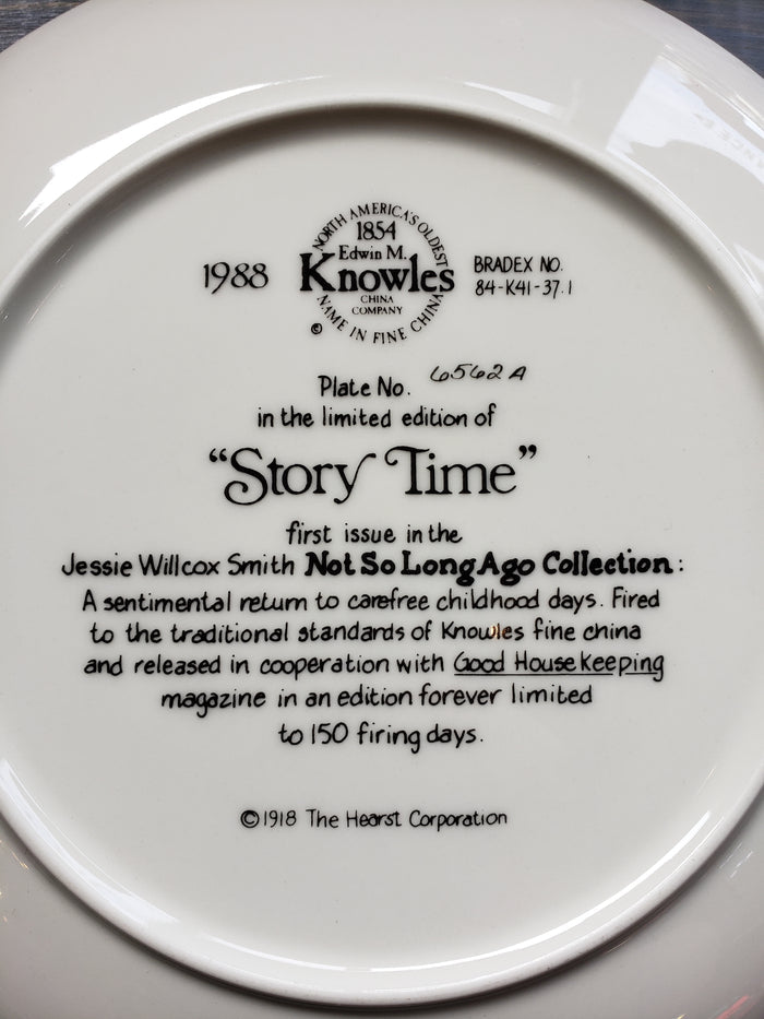 "Story Time" plate First issue in Not So Long Ago series