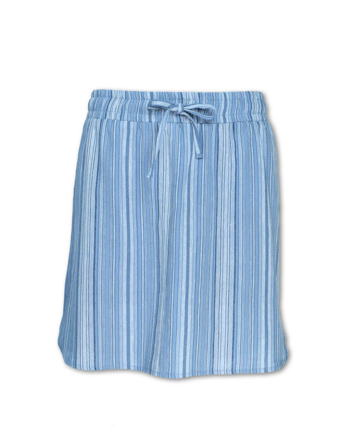 STRIPED FLAX BLEND SKORT