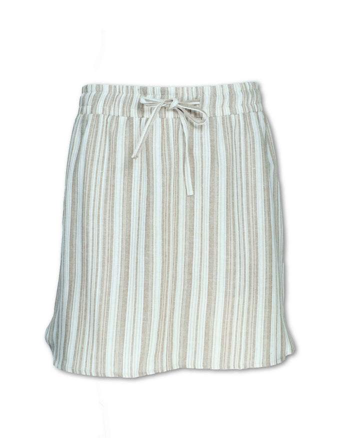 STRIPED FLAX BLEND SKORT