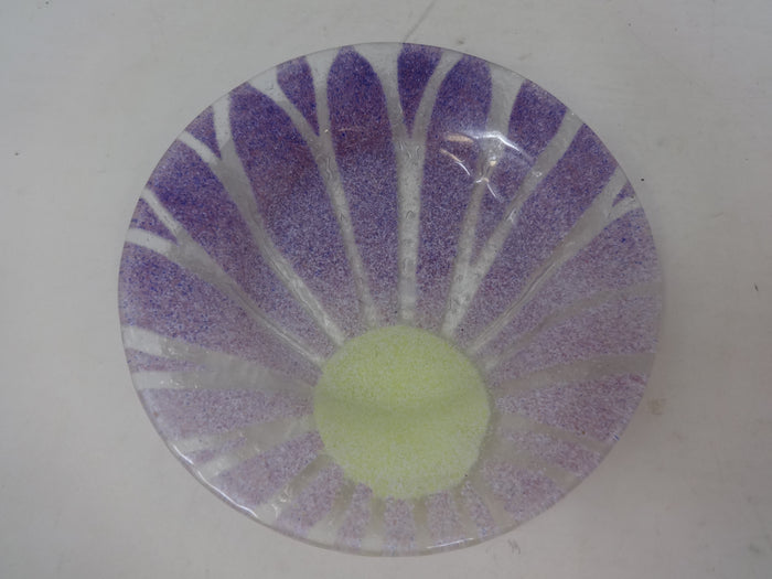 SYDENSTRICKER Glass Purple Flower with Yellow Center Disc