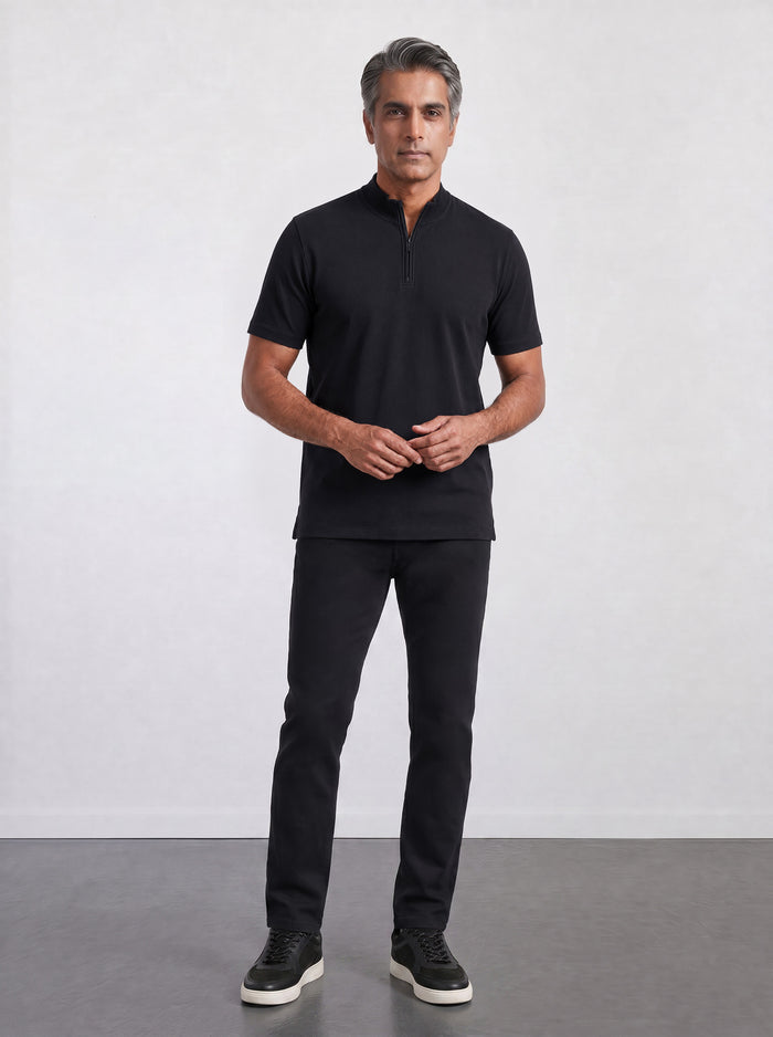 THE ACTIVE - QUARTER ZIP HALF TEE - BLACK