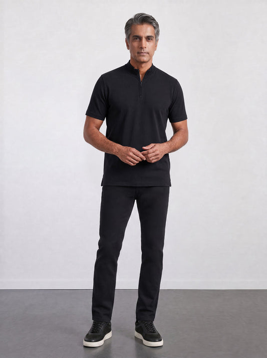 THE ACTIVE - QUARTER ZIP HALF TEE - BLACK